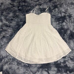aerie White Smocked Eyelet Sundress